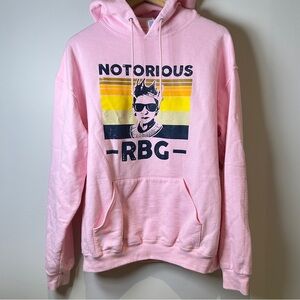 Notorious RBG Pink Graphic Jerzee’s Hoodie Large Women’s Political Streetwear